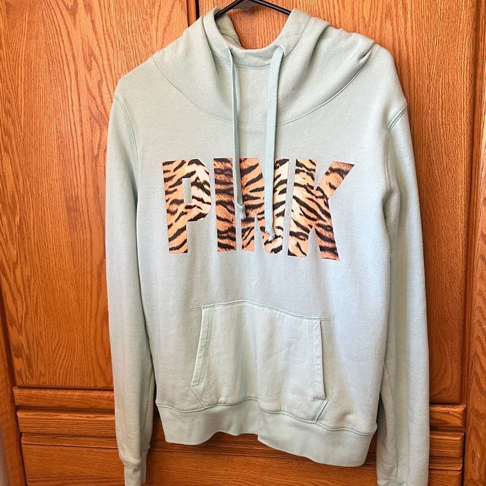 Pink tiger print cowl neck